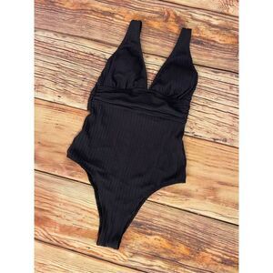 NWT CupShe navy textured one piece swimsuit Size Small